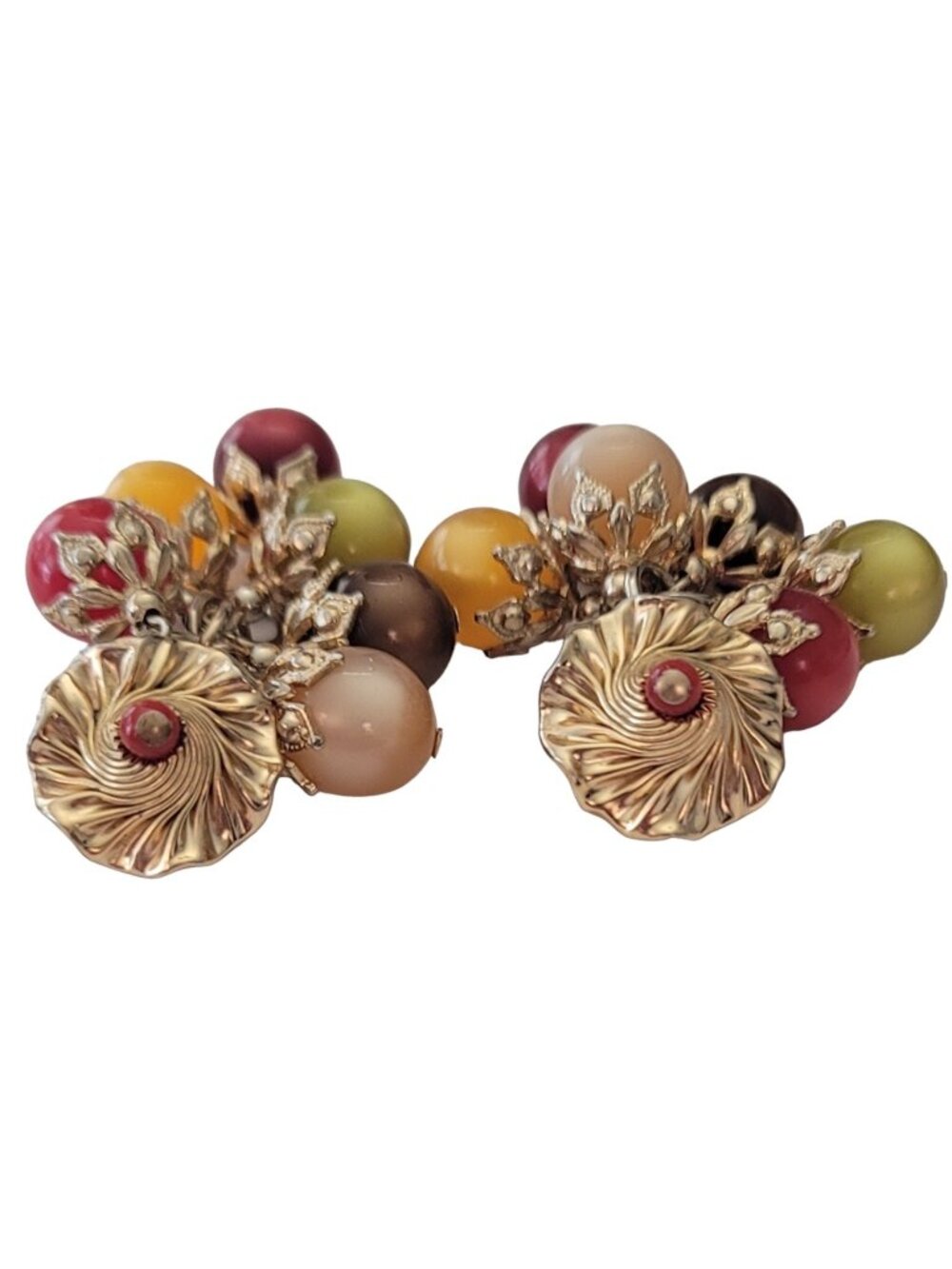 Napier Gold-Tone Autumn Moonstone Glow Stone Charm Dangle Clip-On Earrings, E726 - Picture 3 of 9